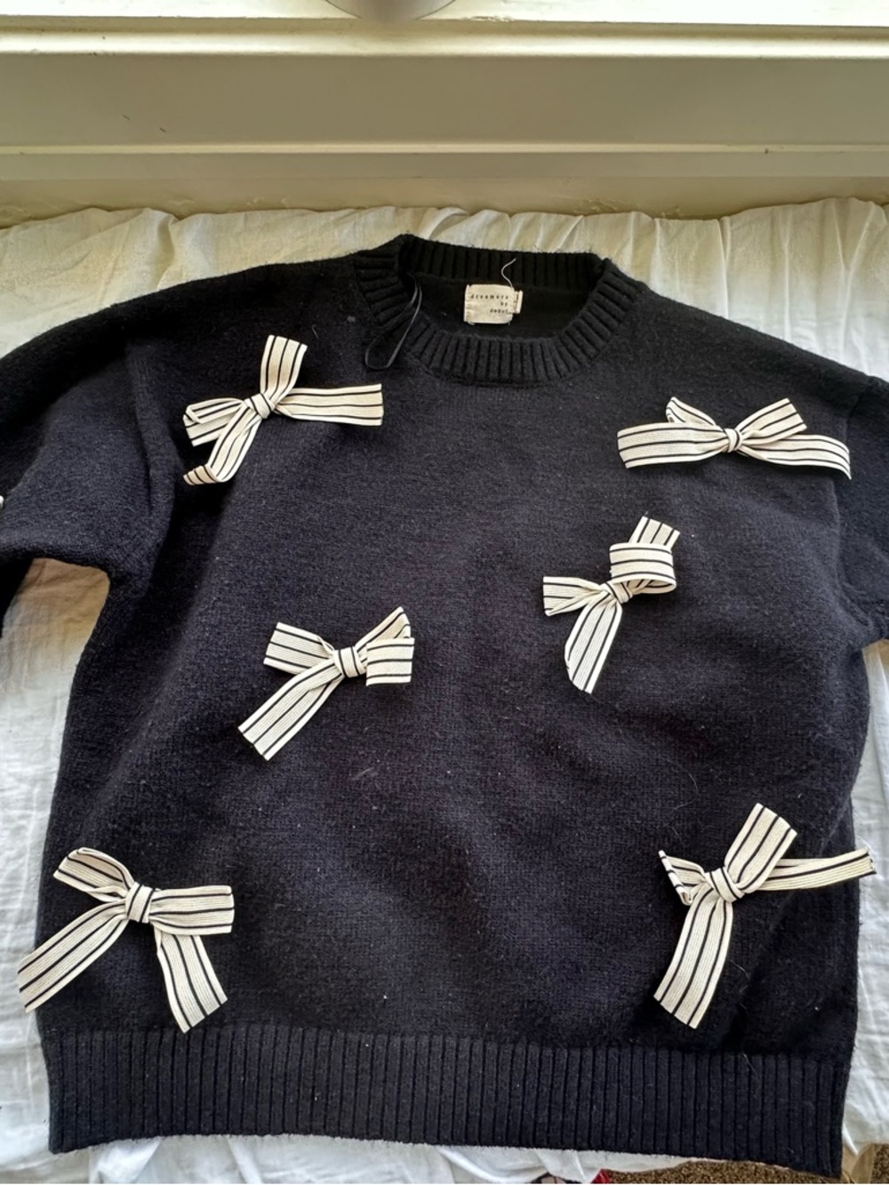 Boutique Bow-Appliqué Crewneck Sweater